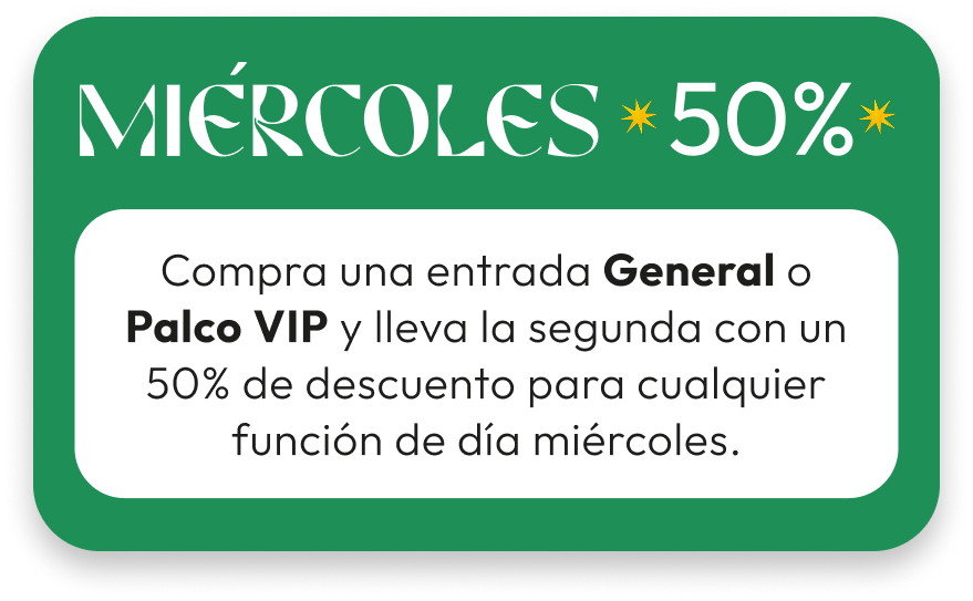 circo de dinosaurios promoción miércoles con 50% de descuento en central y palco vip